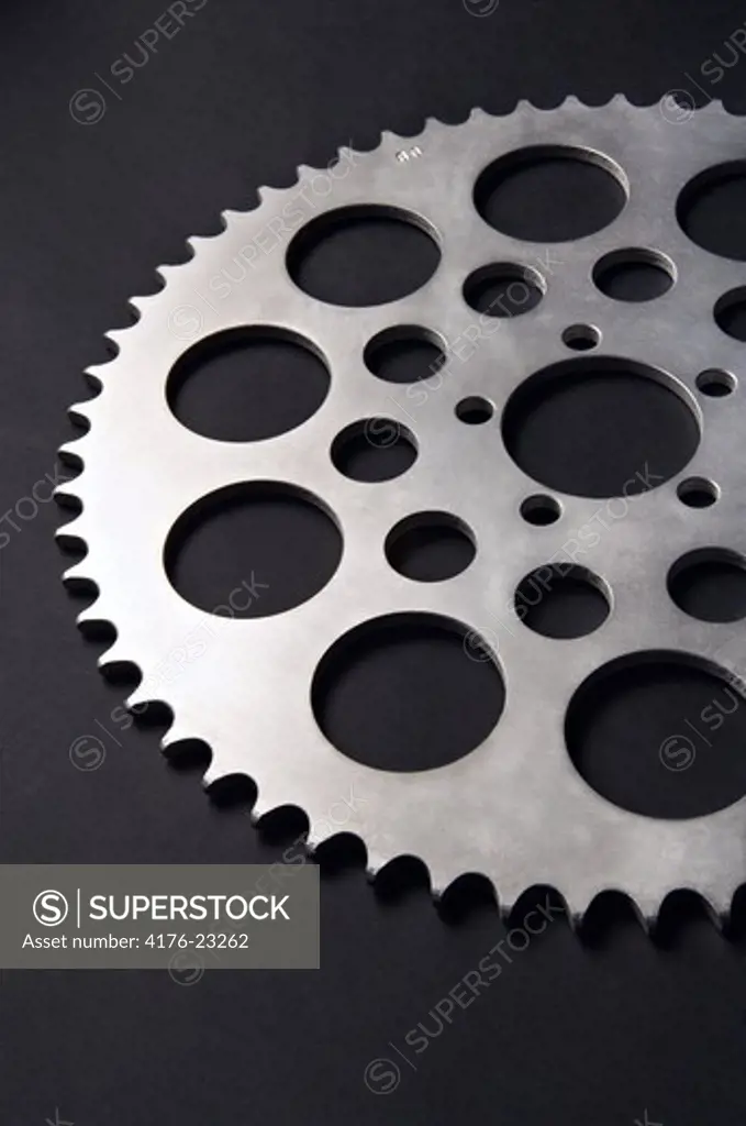 A metal wheel from a motorcycle