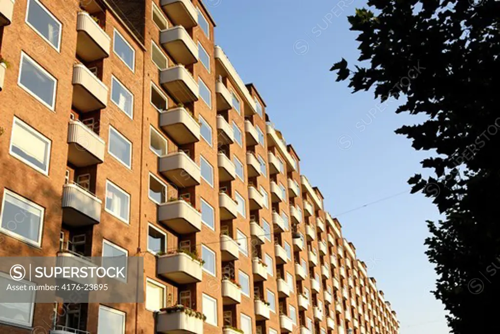 Low angle view of an apartment, Copenhagen, Denmark