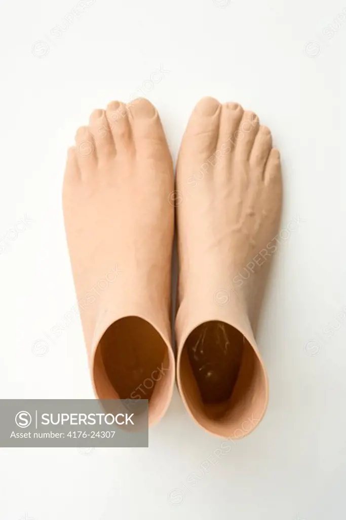 Close-up of a mannequin's feet