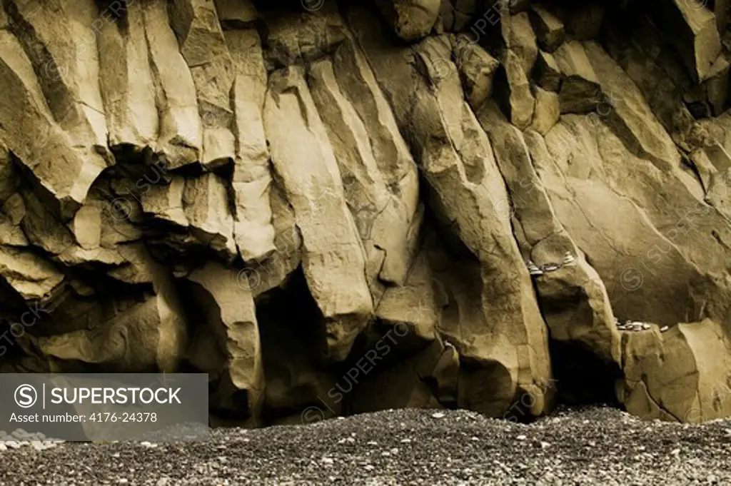 Close-up of basalt rock formations, Dyrholaey, Iceland