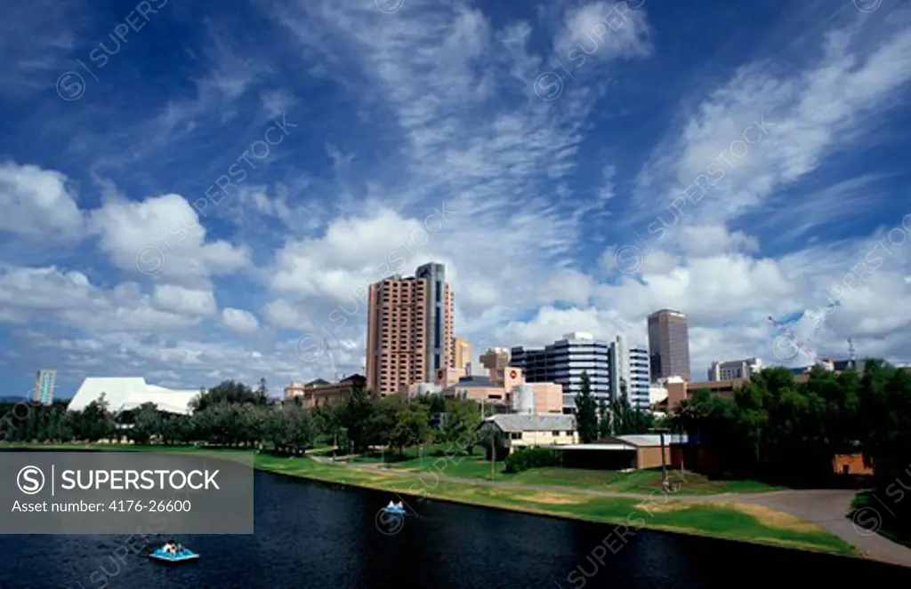 Australia, Adelaide - Buildings in a city, River Torrens