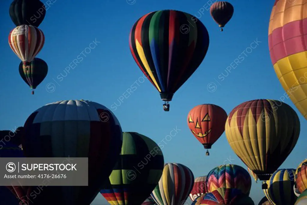 Low angle view of hot air balloons in the sky