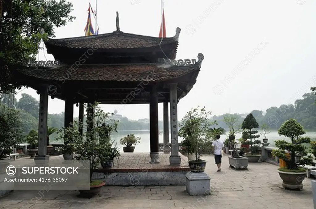 Temple in  Ho Hoan Kiem lake in Hanoi, Vietnam 2008
