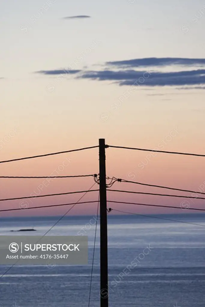 Electricity pole in the sunset, Sweden
