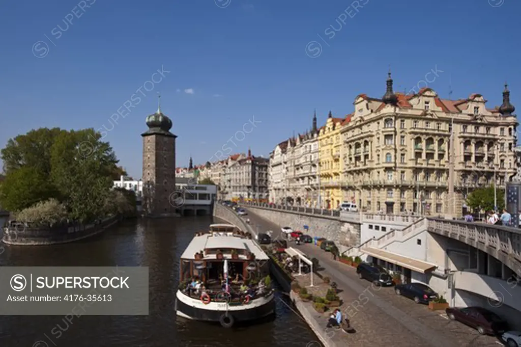 Waterworks at river Vitava,| Prague, Czech Republic