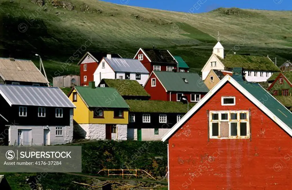 Colorful houses in a village in Faroe Islands