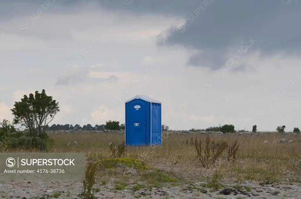 Portable outdoor toilet in a field, Oland, Sweden