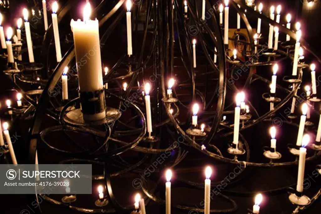 Candles in a cathedral, Gotland, Sweden