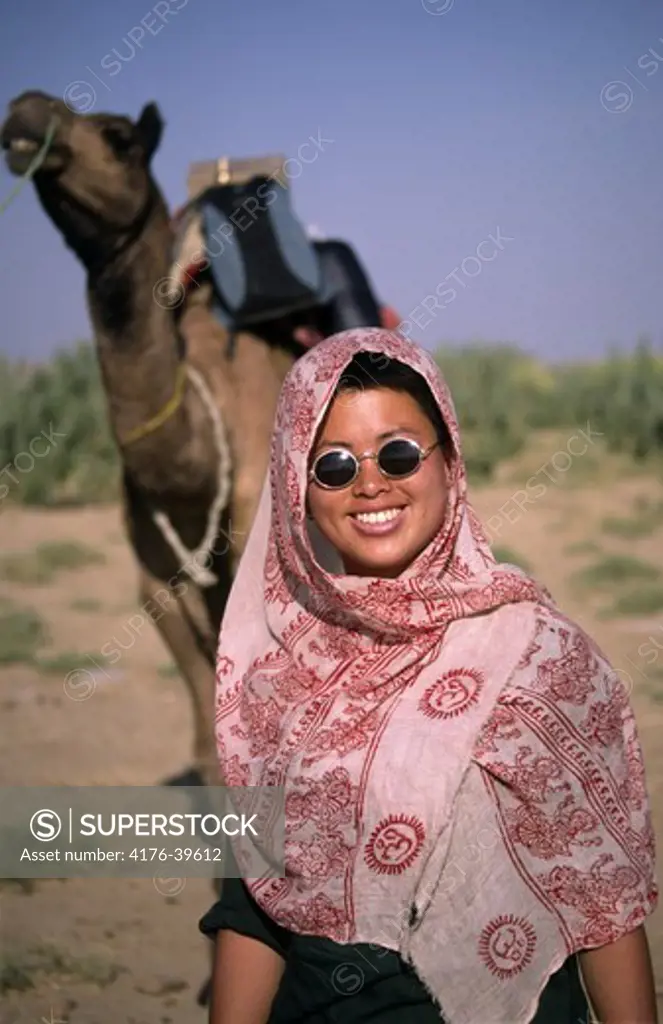 Japanese girl with a camel