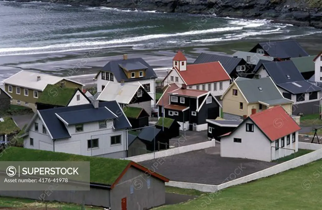 Town by the ocean in Faroe Islands