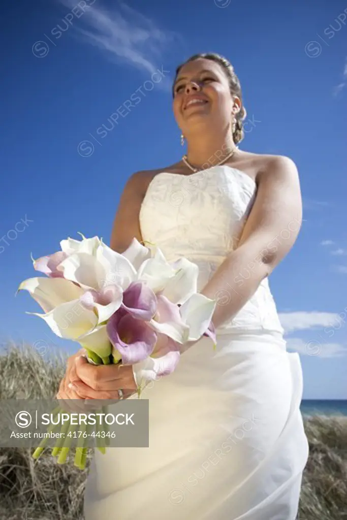 Just married women with flowers