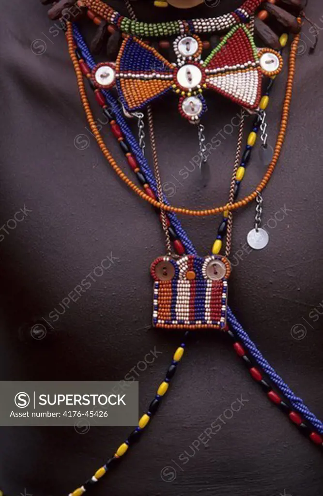 The multicolored beads worn by Maasai warriors or Moran. Olonana