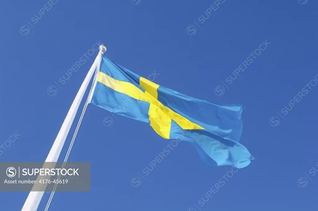 Low angle view of a Swedish flag, Sweden