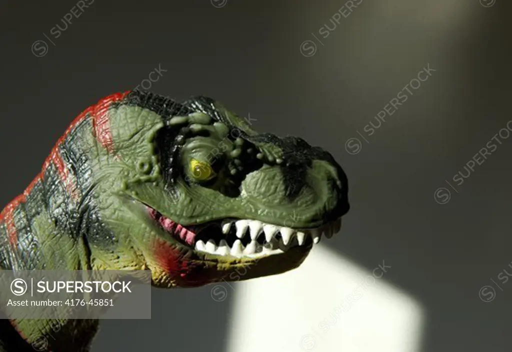 Tyrannosaurus rex on rampage inside apartment, Copenhagen, Denmark.