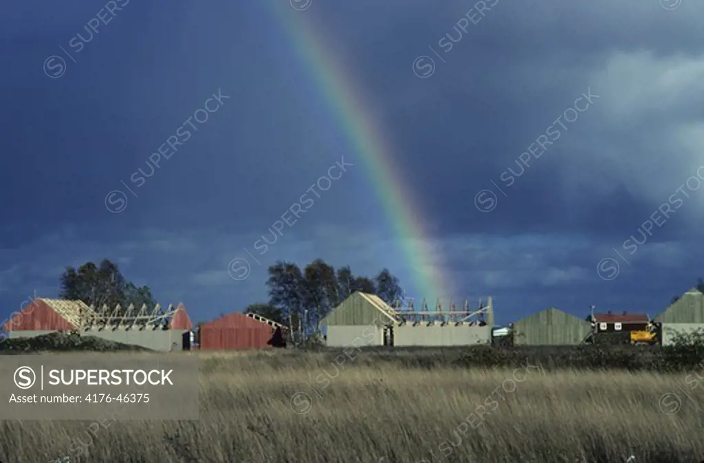 The rainbow over the landscape