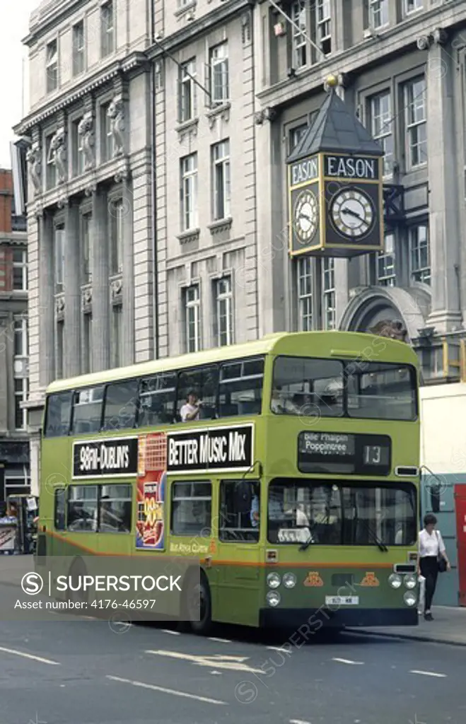 A double decker bus on the road