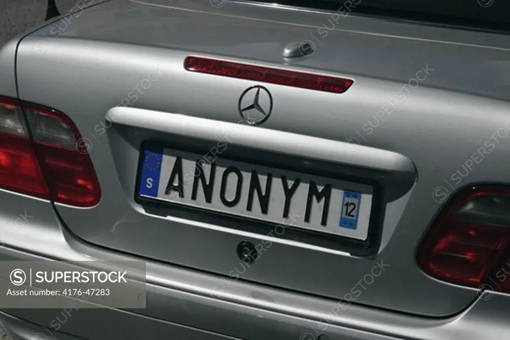 Close up of a number plate on car