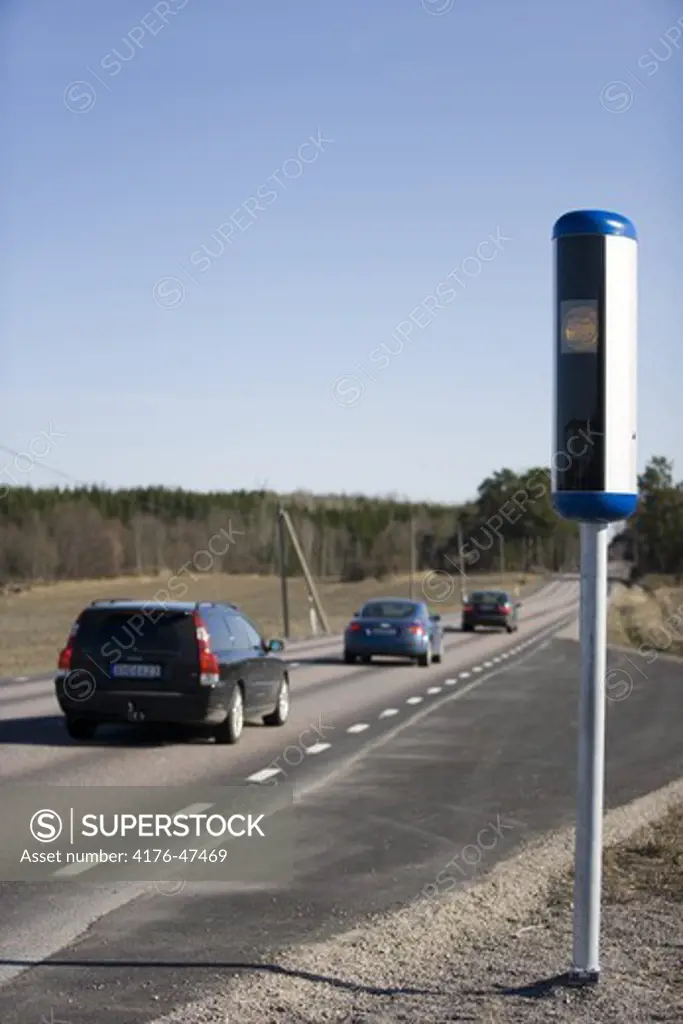 Speed camera on a highway.