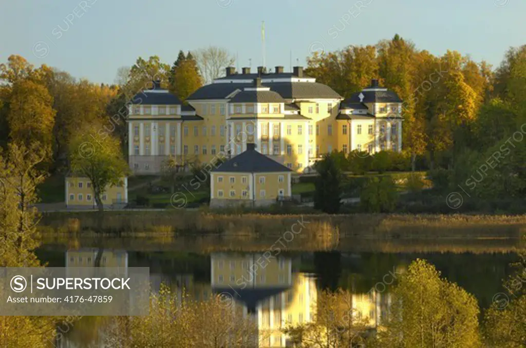 Reflection of a castle in water, Ericsberg Castle, Sodermanland, Sweden