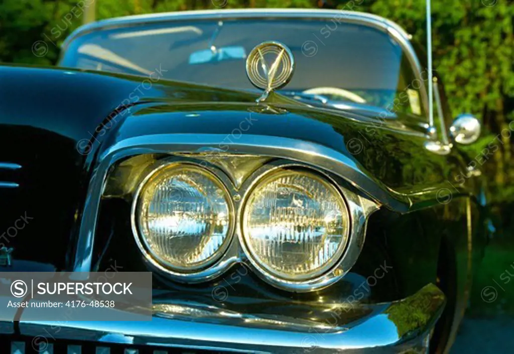 Detail on a classic american car. Buick 1958.