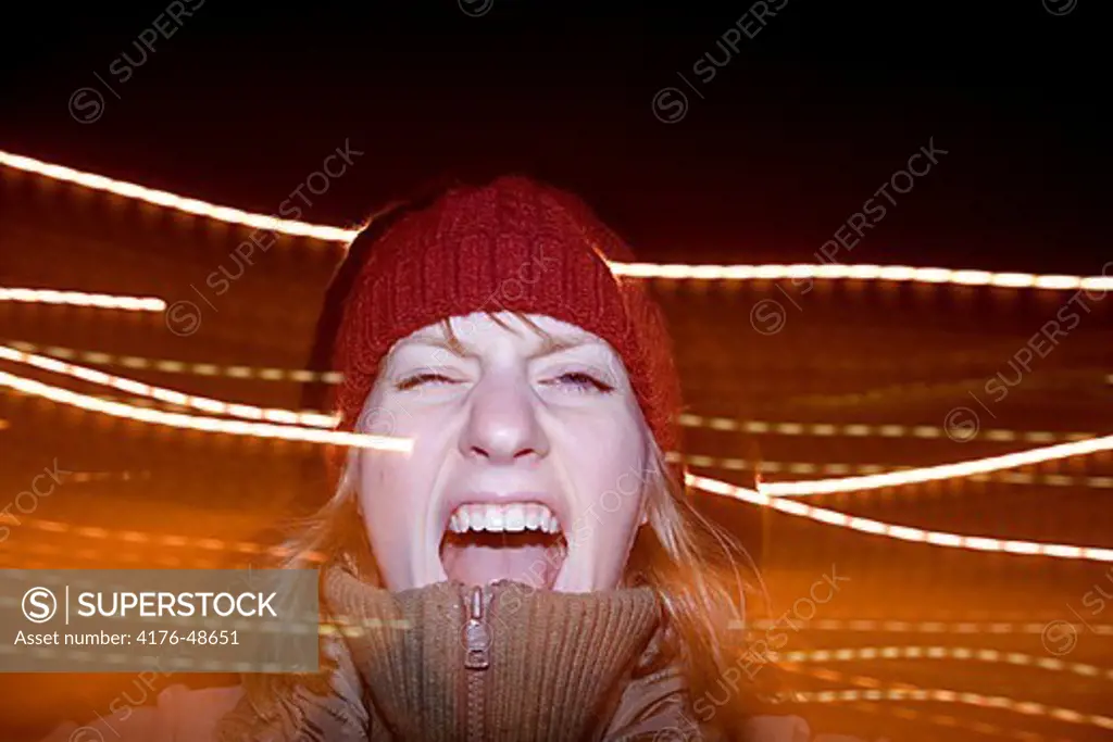 Young women screaming in chaos, Sweden