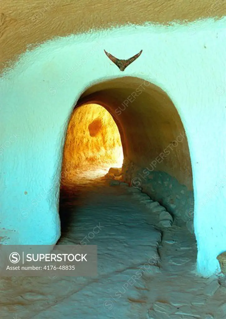 Entrance of a berber cavehouse. South of Tunisia.