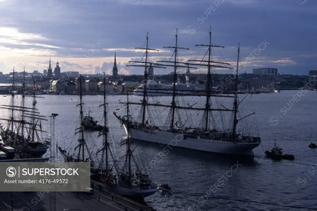 Sweden, Stockholm, view to town from harbour