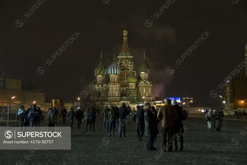 People at the Red Square in Moscow, Russia, in the