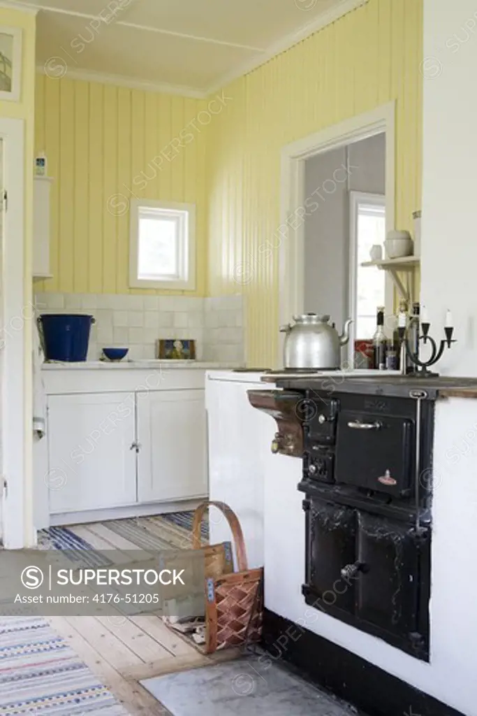 Kitchen with an iron range, Stockholm, Sweden