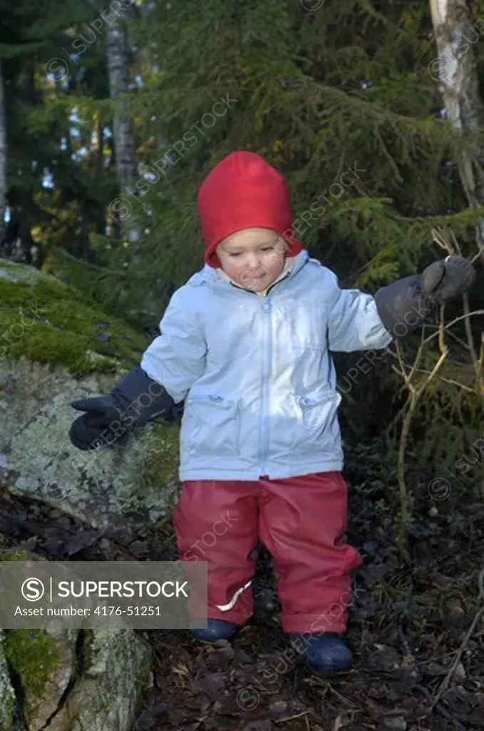 A child in a forest