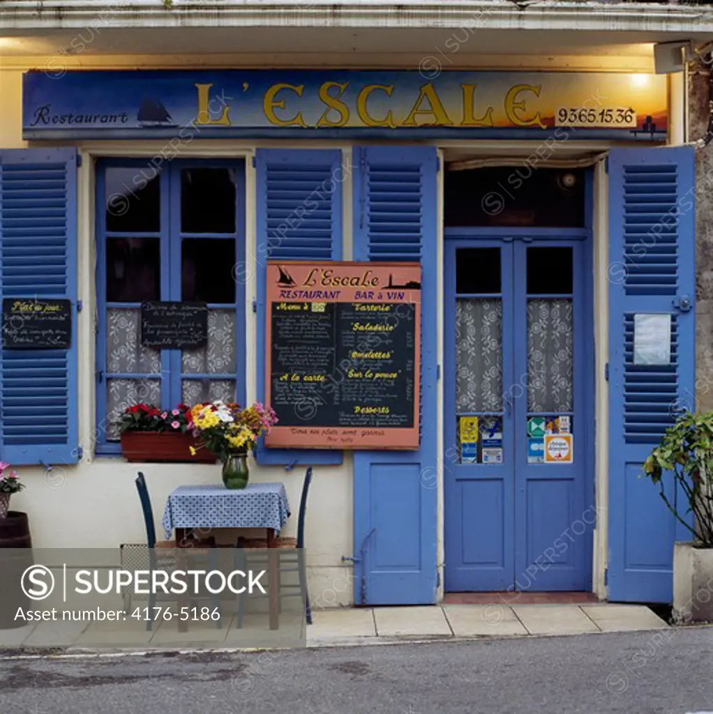 Facade of a restaurant, France