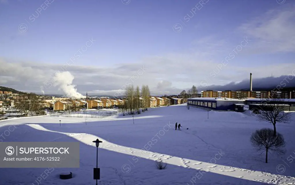Utsikt över ett snörikt Sundsvall