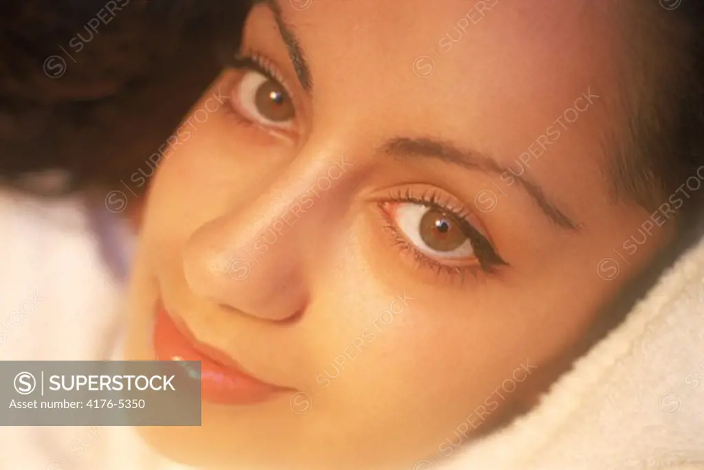 Portrait of woman with beautiful eyes and lips