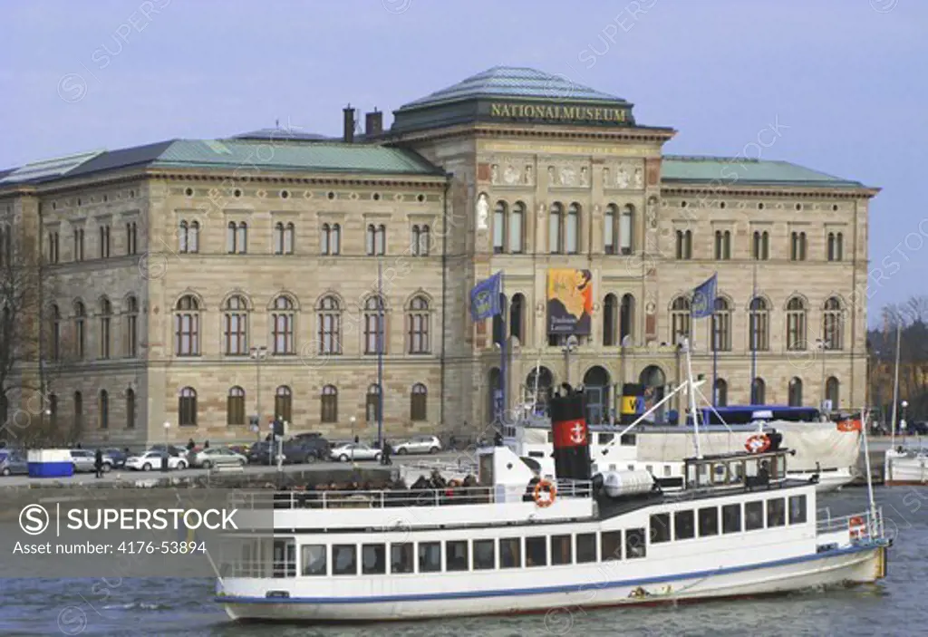 A steamship in front of the National Museum of the