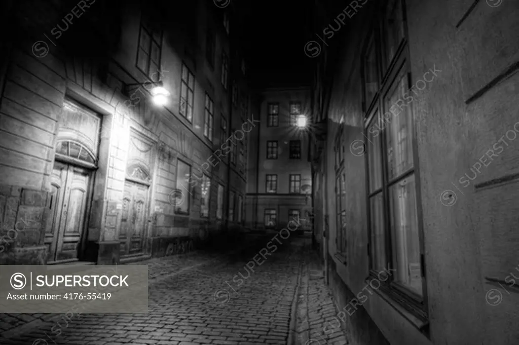HDR images of the area around the old town during night, Stockholm, Sweden.