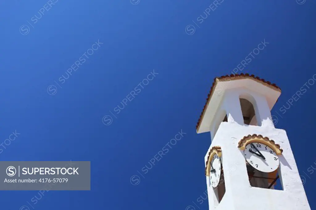 Church tower, Skala Rachoni; Thassos Island, Greece (Grekland).