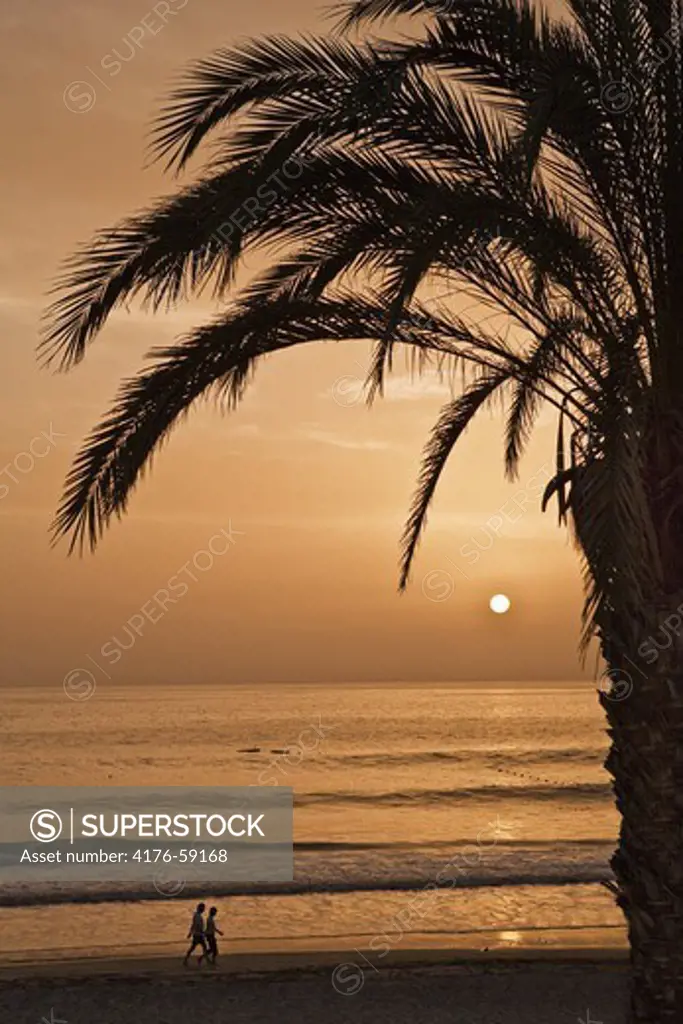 Sunset at beach in Spain