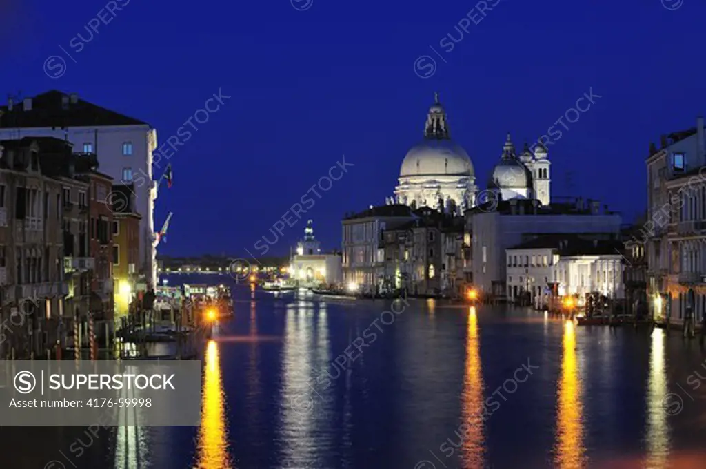A nightview of Santa Maria della Salute, Venice, It