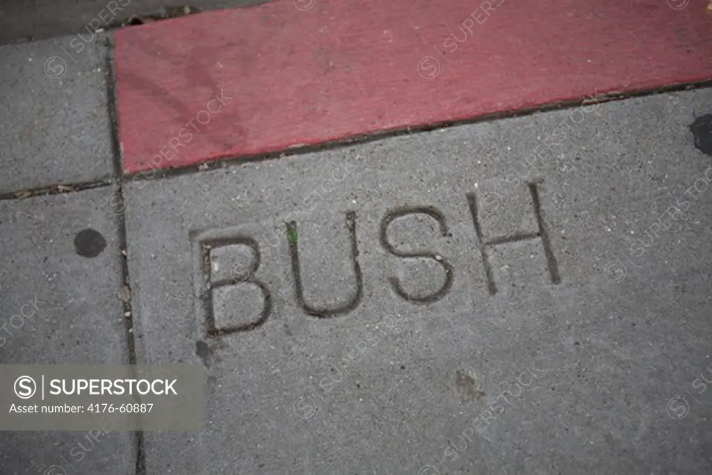 Bush written in street, San Fransisco, USA