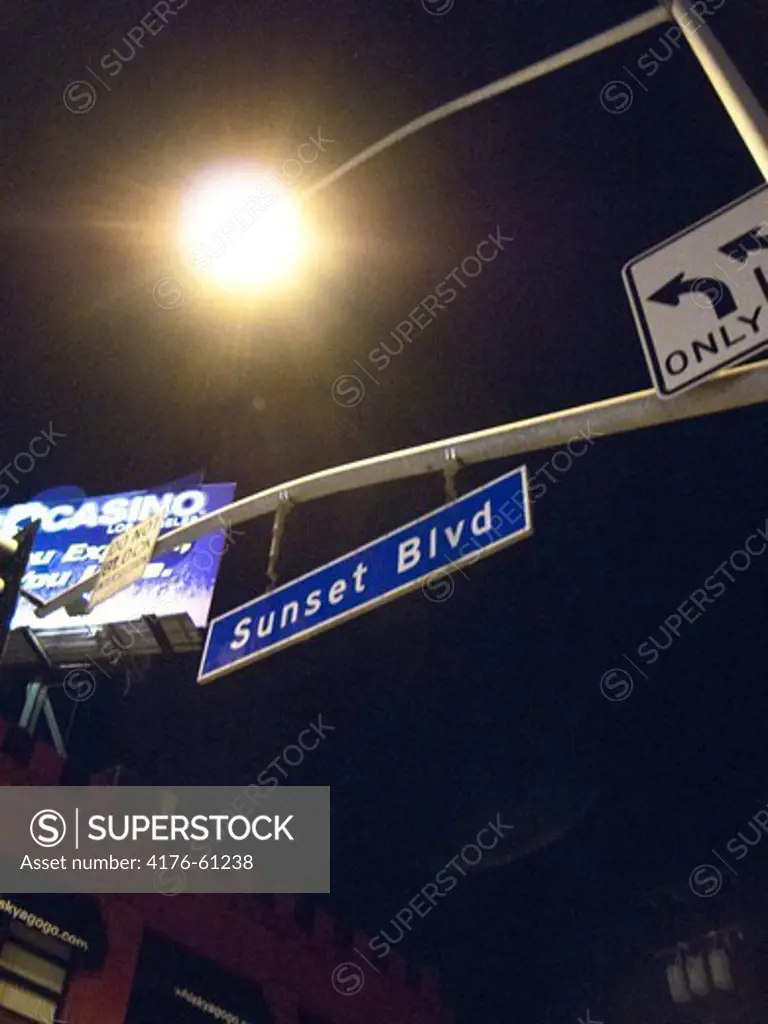 Sunset Blvd sign, Los Angeles, California, USA