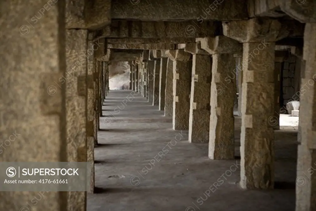 Inside a hindu temple, Hampi, India