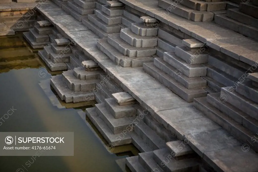 Steps in big pool, Hampi, India