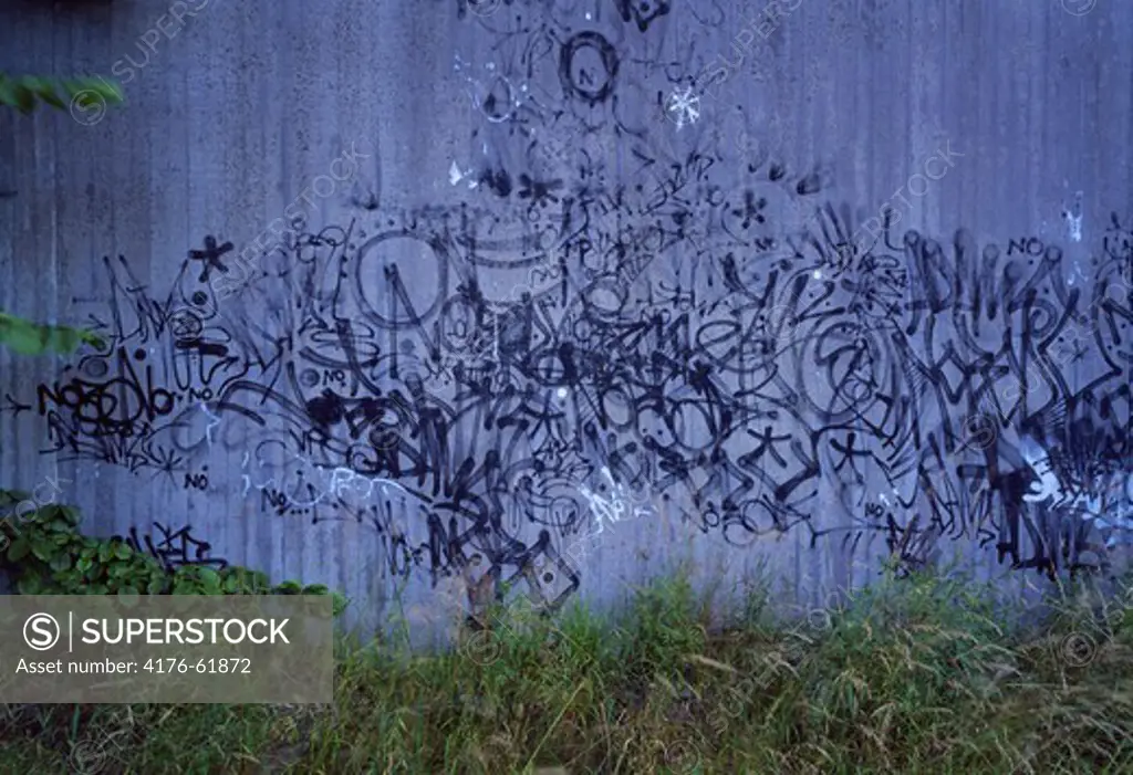 Grafitti on concrete wall Freeport area / ""Frihamnen"" Stockholm