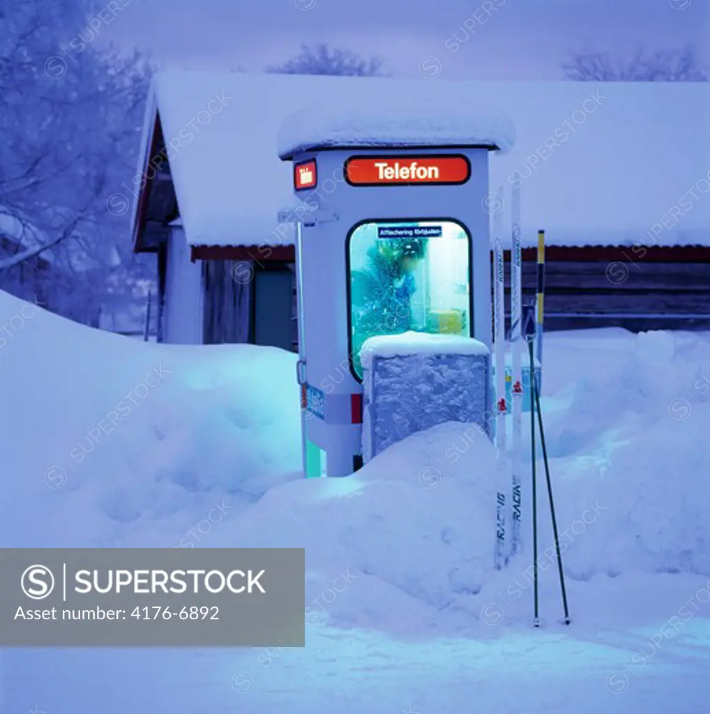 A snowed in telephone cell, Sweden