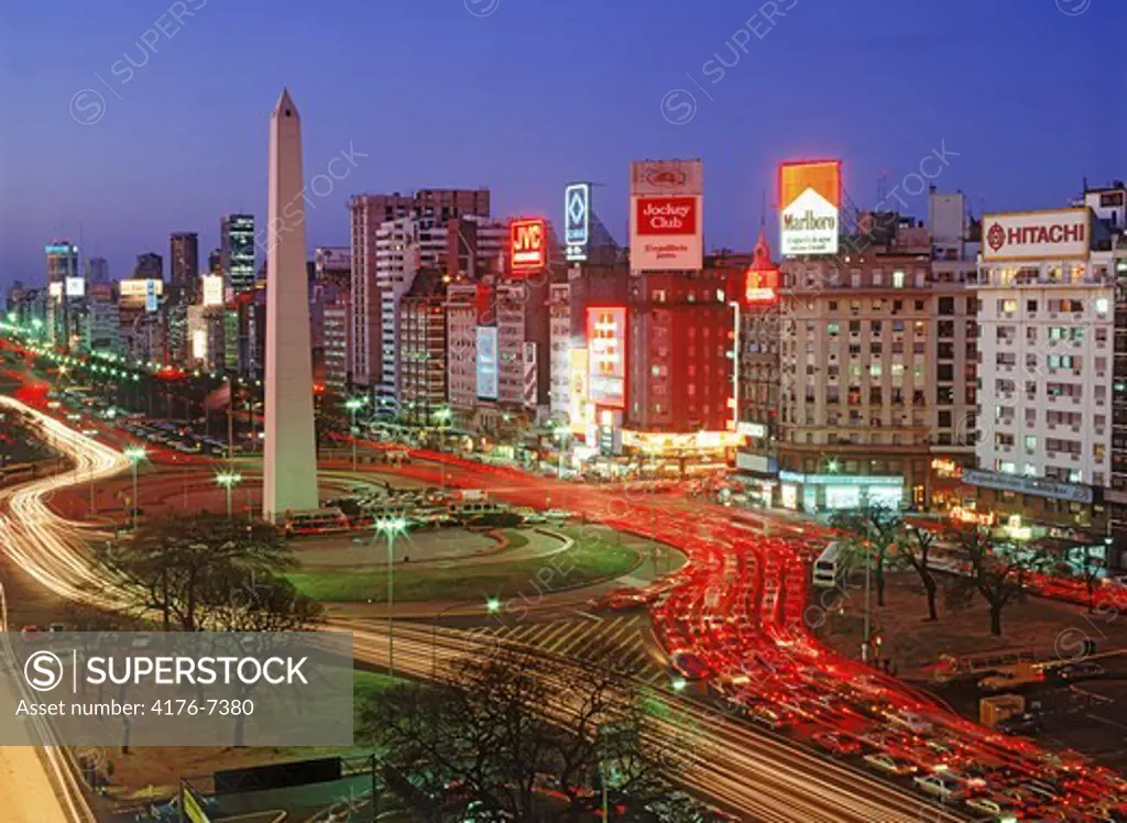 Obelisko on Avenida 9 de Julio at twilight in Buenos Aires