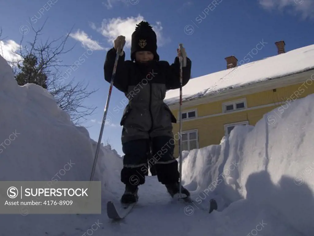 A boy skiing. Sweden