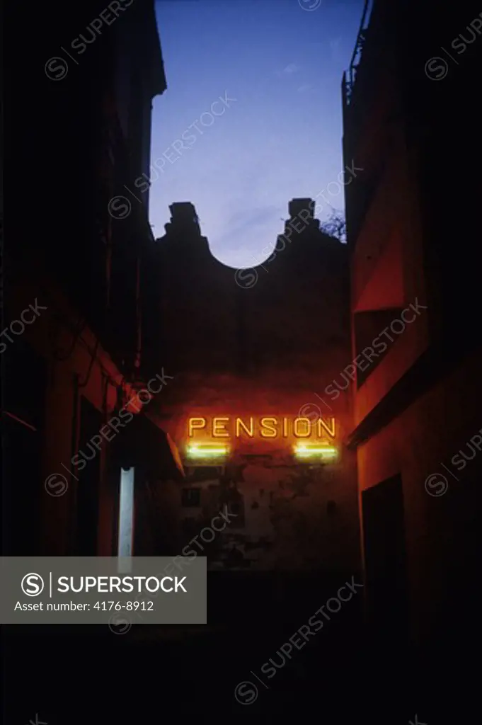 A pension sign in Seville, Spain