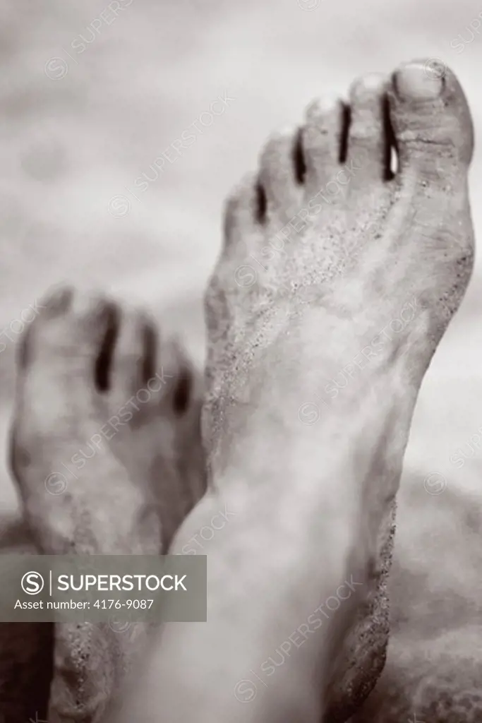 Close up view of a person feet