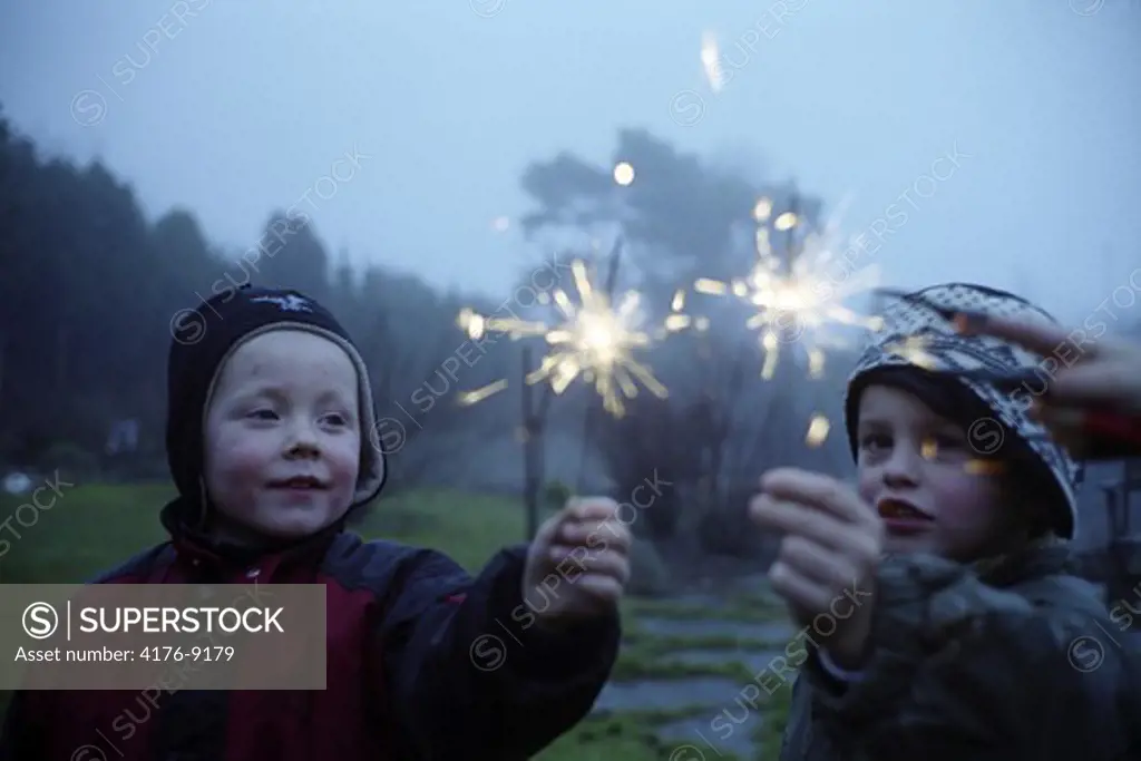 Children with sparklers. Sweden