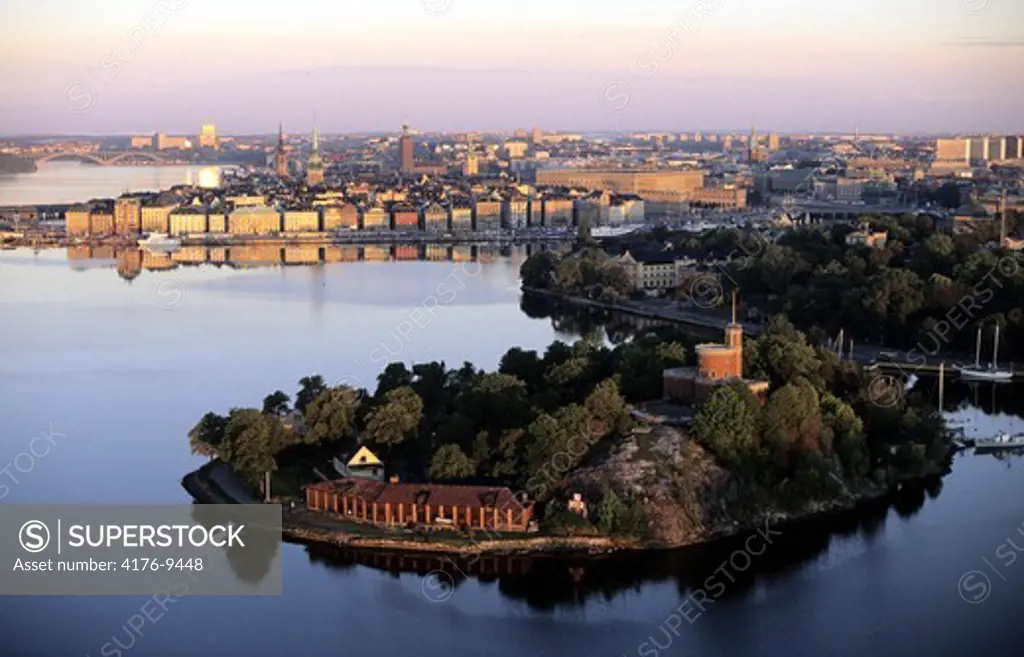 Aerial view of Djurgarden in Stockholm, Sweden